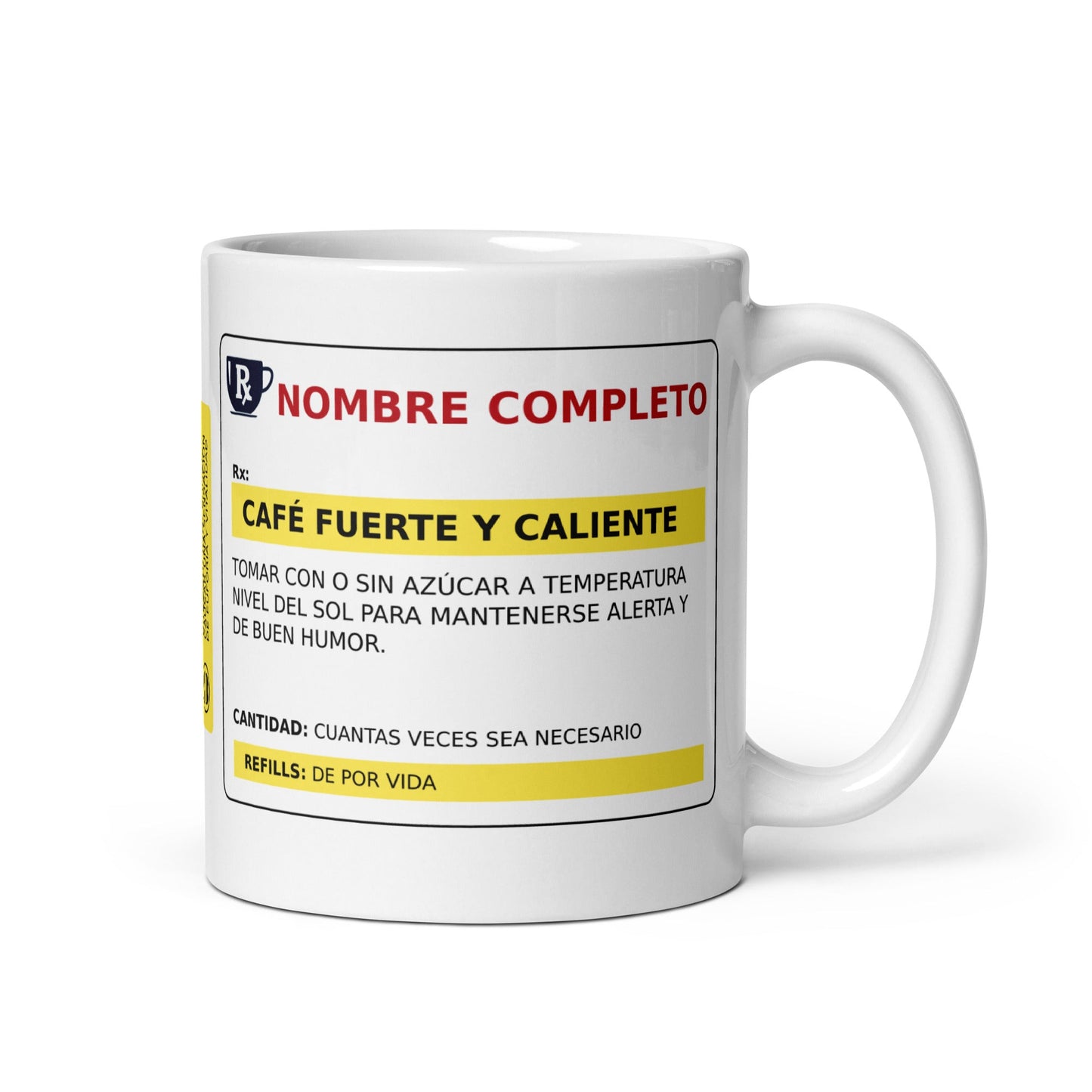 Taza de Café Personalizada - Receta Medica de Cafeína