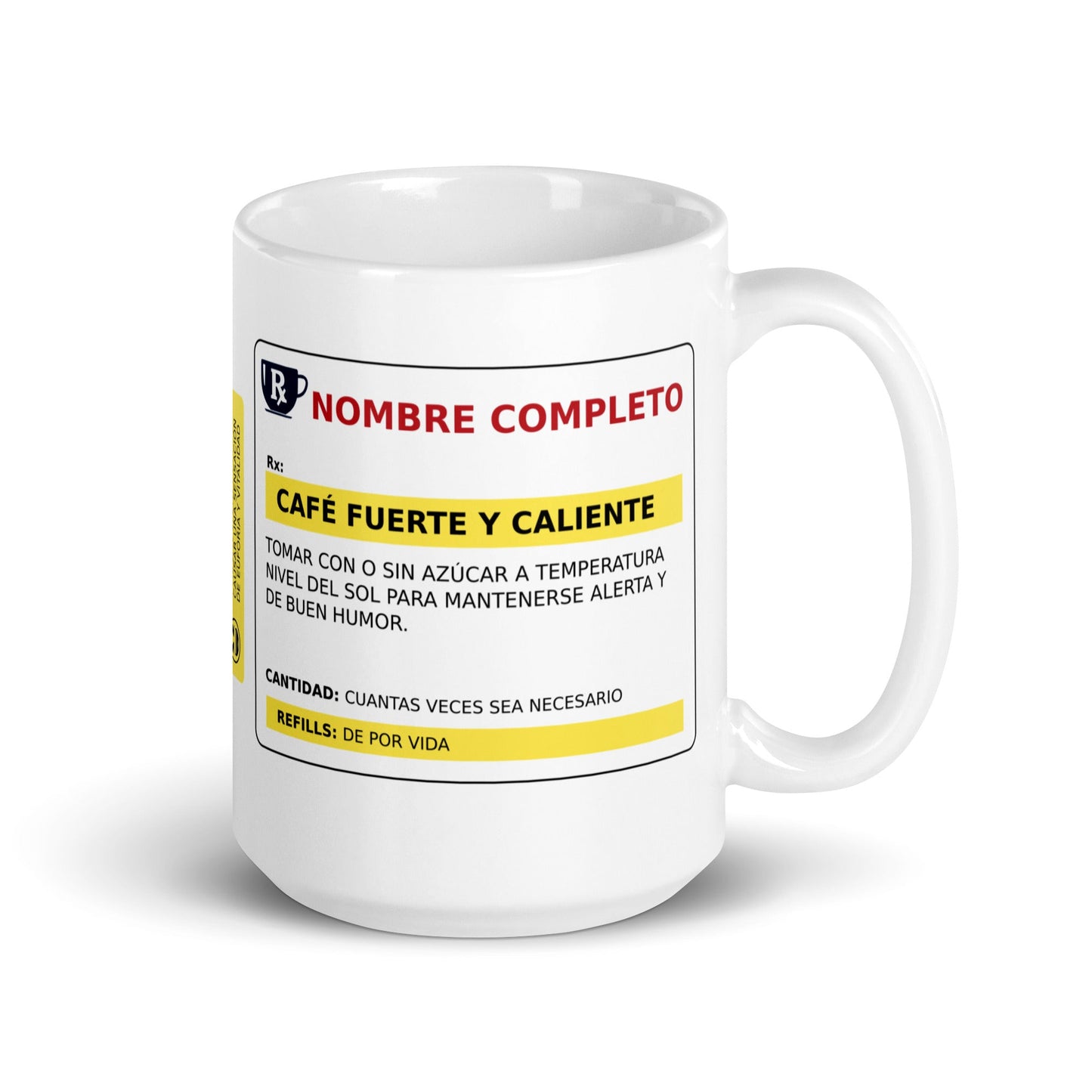 Taza de Café Personalizada - Receta Medica de Cafeína