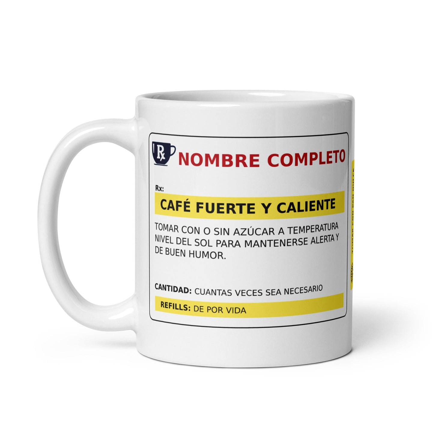 Taza de Café Personalizada - Receta Medica de Cafeína