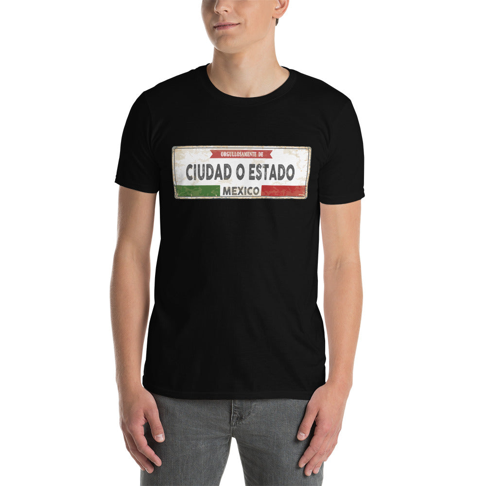 Camiseta Personalizada - Placa con Nombre de Ciudad y País