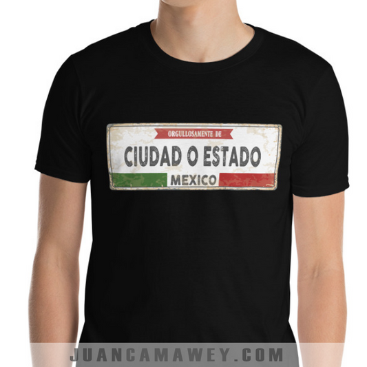 Camiseta Personalizada - Placa con Nombre de Ciudad y País